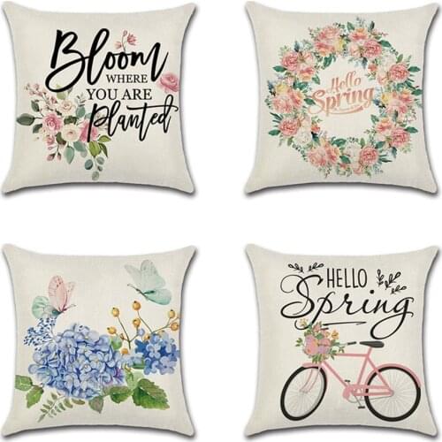 1pcs Farm Fresh Flowers Throw Pillow Covers Decorative Bicycle garland Spring Utility Vehicle Cushion Cover Home Decor