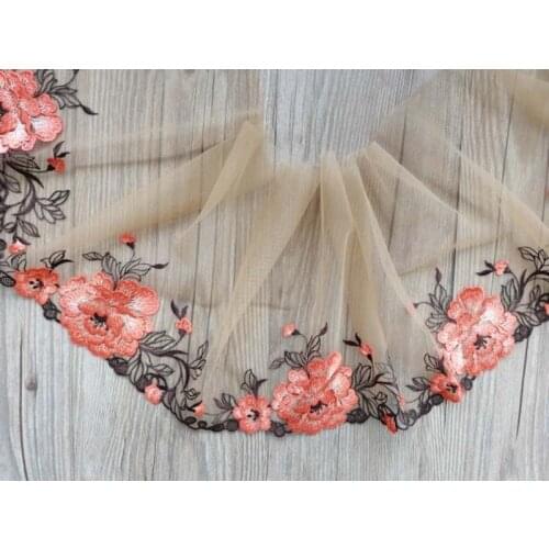 10Yards 22cm Width Lace Ribbon Tape Rose Flowers fabric Trim Ribbons for DIY Sewing Garments Handmade Clothing Accessories