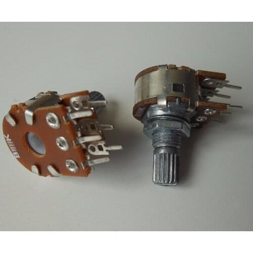 10pc WH148 B5K B10K B20K B50K B100K to 1M Linear Dual Stereo Potentiometer Shaft 15mm 20mm