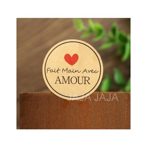 100pcs/lot Dia:3.8cm Fait main avec Amour Round Seal Sticker for Homemade Bakery&Gift Packaging Paper Label (tt-1143)