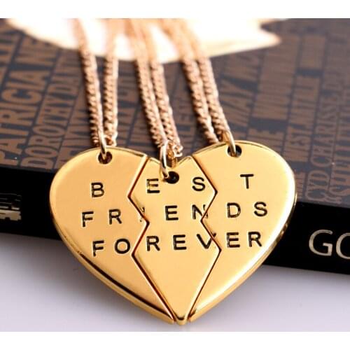 12Set/Lot Hot 3PC/Set Best Friends Forever Broken Heart Pendant Necklace Women BFF Friendship Charm Jewelry Festival Collar Gift