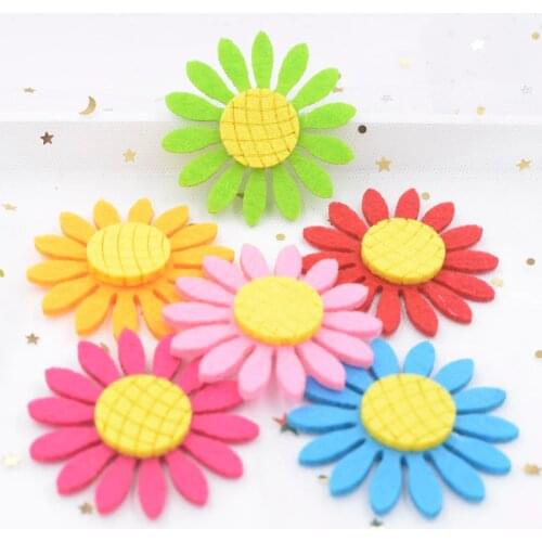 12Pcs 55mm Nonwoven Padded Patches Sunflower Appliques for Hair Bow DIY Craft Clothes Sticker Card Making Kindergarten Decor