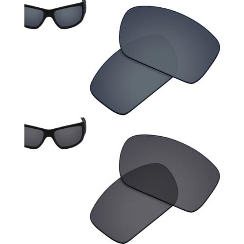 SmartVLT 2 Pairs Polarized Sunglasses Replacement Lenses for Oakley Big Taco-Black Shield and Solid Black