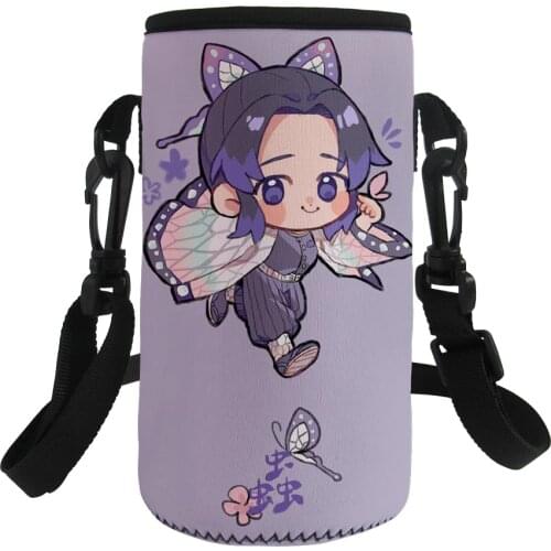 2021 Kids Portable Water Bottle Sleeve Cartoon Anime Print Drink Bottle Carrying Pouch Bag with Handle Sport Water Bottle Covers