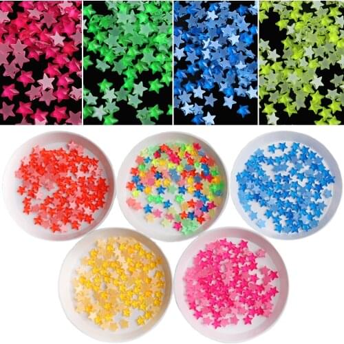 30/100pcs Mix Color Star Shape Fluorescent Crystal Luminous Non Hotfix Nail Neon Rhinestones Clothes Nail 3D Nail Art Decoration