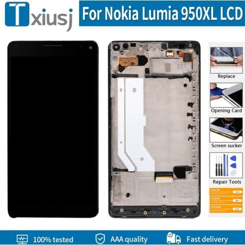 5.7" Original AMOLED LCD For Microsoft Lumia 950XL RM-1116 Display Touch Screen With Frame 1440*2560 Pixels Digitizer Assembly