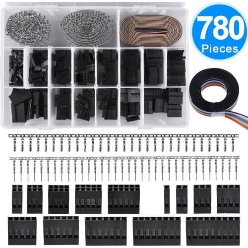 780pcs Dupont Connector 2.54mm, Dupont Cable Jumper Wire Pin Header Housing Kit, Male Crimp Pins+Female Pin Terminal Connector