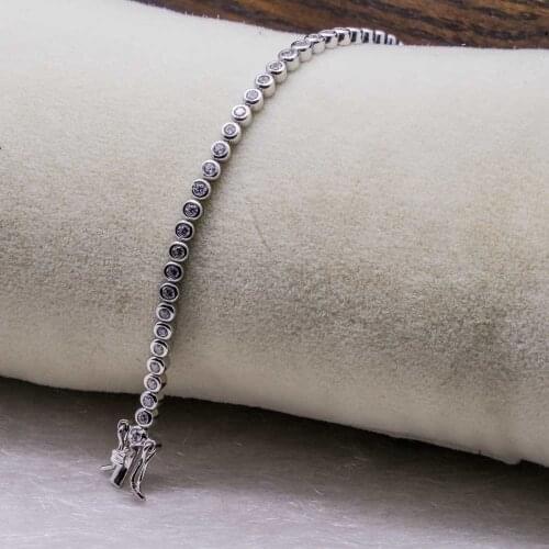 925 Sterling Silver Bracelet with Zircon Stone and Waterway Design