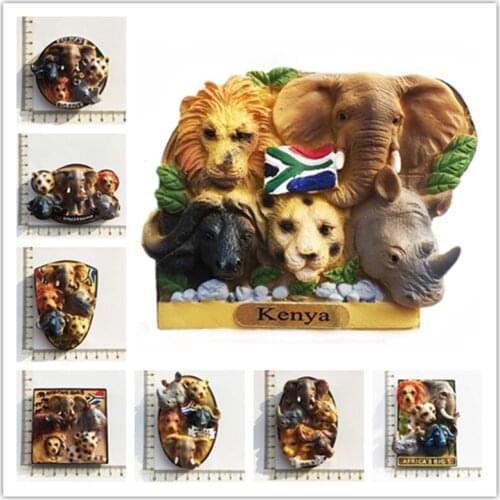 African Kenya Animal Big Five Rhinoceros Elephant Lion Leopard Tourist Souvenirs Crafts gifts Stereoscopic Fridge Magnet