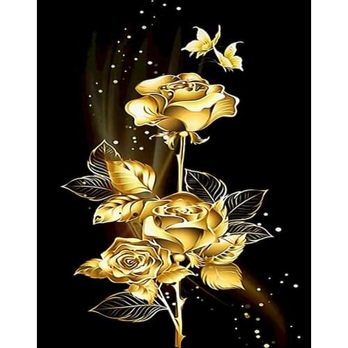 5D DIY Diamond Painting Gold Rose Full Drill Square Round Diamond Embroidery Flower Wall Decorations Cross Stitch Craft Kit Gift