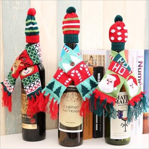 CLEAN WAREHOUSE 3 Style Option Merry Christmas Wine Bottle Cover Xmas Dinner Party Table Decoration Santa Wine Bottle Bag Cover