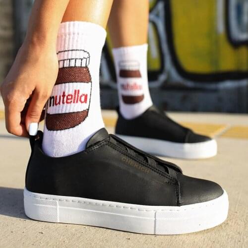 Chekich Women Sneakers Black Faux Leather Elastic Band Closure Spring & Fall Seasons Casual Wedding Odorless Slip-On White Outsole Solid Sport Comfort Vulcanized Footwear Lightweight Air Breathable CH013 Women V4