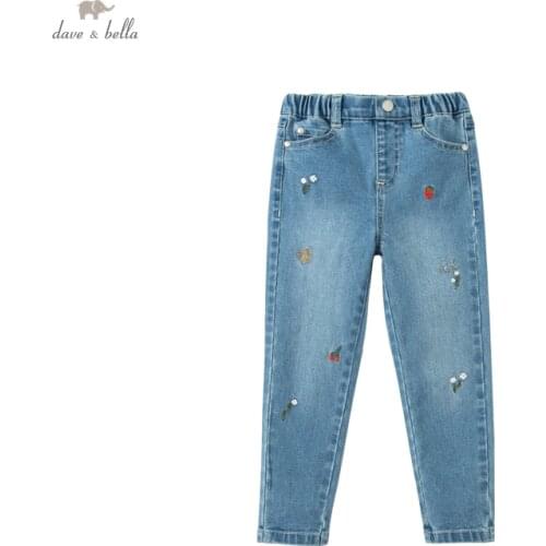 DKY19951 dave bella autumn 5Y-13Y kids girls fashion solid pockets pants children boutique casual full-length pants