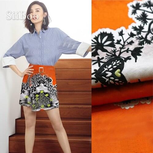 European elegant floral positional printed jacquard fabric 145*100cm for winter dress woven clothing tecidos tissu coton SP5883