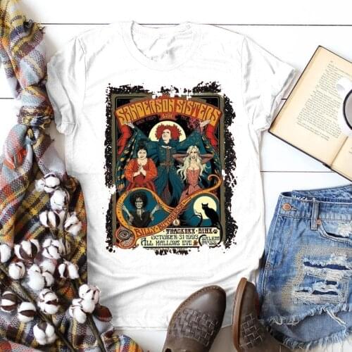 Sisters T-Shirt Sanderson Sisters T Shirt Simple Street Wear Plus Size 2021 Summer Women Tshirt Short-Sleeve Ladies Tee Shirt