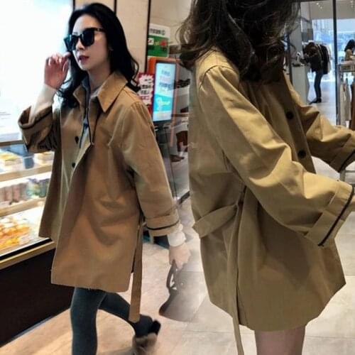 GOOHOJIO 2020 New Women Trench Coat Autumn Winter Coat Women Hot Selling Solid Color High Quality Short Coat Trench for Women