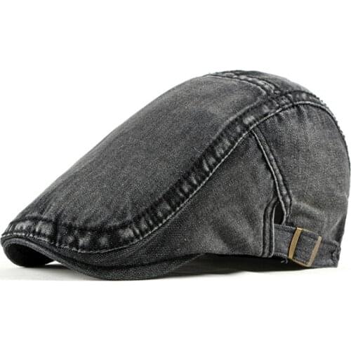 New Summer Mens Cowboy Cap Women Fashion Washed Denim Beret Adjustable Breathable Simple Design Solid Color Sun Hat For Outdoor