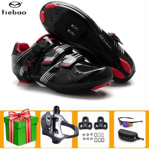 Tiebao Pro Cycling Shoes Men Road Bike Breathable Zapatos Ciclismo Self-Locking Athletic Riding Black Bicycle Men Sneakers Women