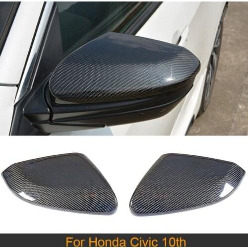 Car Rearview Mirror Covers Caps for Honda Civic 10th 2016 2017 2018 Side Mirror Caps Covers Shell Carbon Fiber