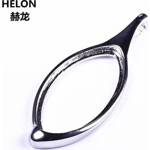 925 Sterling SIlver Women Pendant Fine Jewelry Setting No Necklace 14.5X26.5MM Marquise Cabochon Semi Mount Pendant