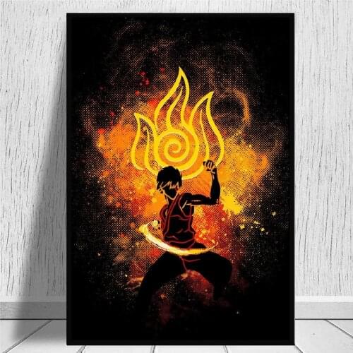 Firebending Anime Art Canvas Painting Wall Pictures Prints Home Decor Wall Poster Decoration For Living Room No Frame