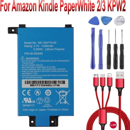 MC-354775-05 58-000049 Battery For Amazon Kindle PaperWhite 2/3 KPW3 KPW2 Battery DP75SDI S13- +USB cable+toolkit