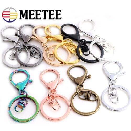 Meetee 5pcs Metal O Ring Buckle DIY Clasps Lobster Snap Hook Key Chain Buckle Craft Backpack Bag Parts Jewelry Accessories BD332