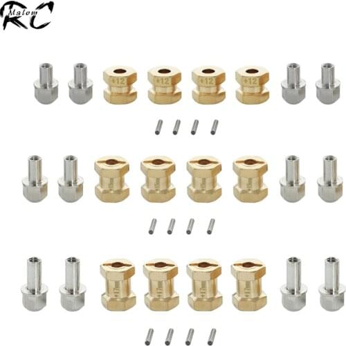 12mm/15mm/17mm Heavier Brass 12mm Wheel Hex Hub Coupler with M4 Nut Locking Shaft for RC Crawler Axial Wraith RR10 SCX10 F-350