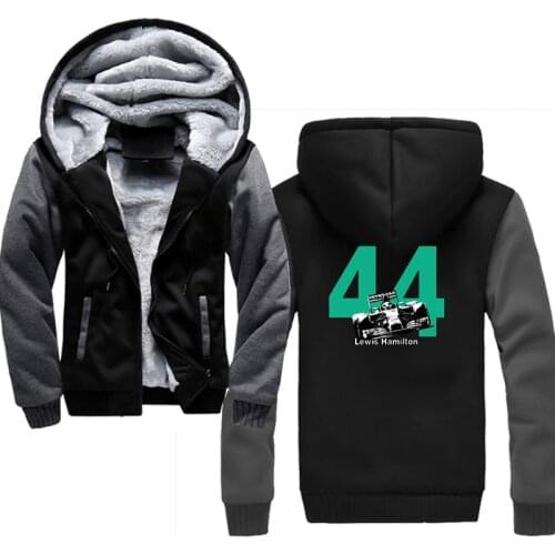 Lustige Hamilton 44 F1 Rennen Auto Hoodies Men Hooded Casual Wool Winter Sweatshirts Coat Zipper Hoody Man Clothing