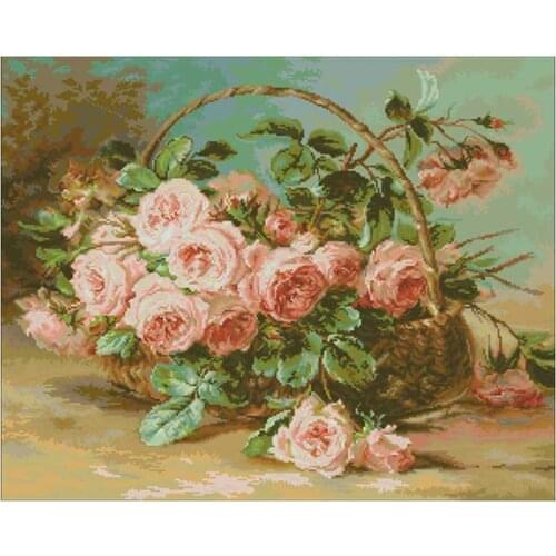 Roses in the basket flower patterns Counted Cross Stitch 11CT 14CT 18CT DIY Chinese Cross Stitch Kit Embroidery Needlework Sets