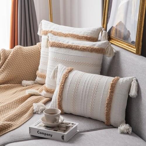 DUNXDECO Cushion Cover Decorative Tufting Pillow Case Bohemia Modern Geometric Tassels Room Sofa Chair Bedding Coussin