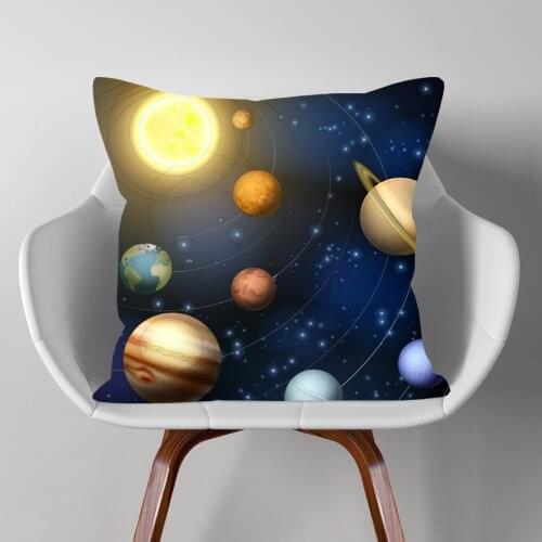Galaxy Planets Cushion Covers Space Solar System Earth Moon Pluto Home Decorative Linen Pillow Case For Sofa Couch