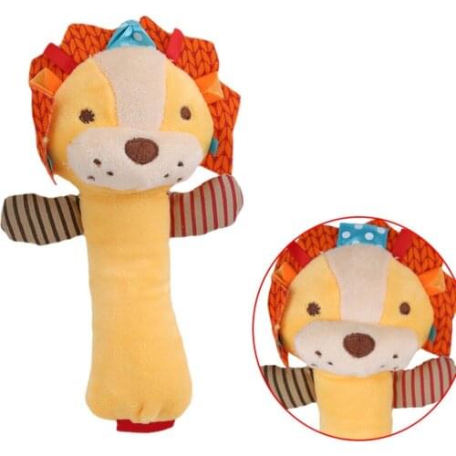 New Classic Baby Animal Lion Elephant Soft Plush Hand Bell Baby Toy Rattles Mobiles Stick BB Stick Educational Toy 5 Style