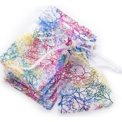 10pcs Premium ORGANZA Wedding Favour Gift Silk Bags Jewellery Storage Pouches Coral Style