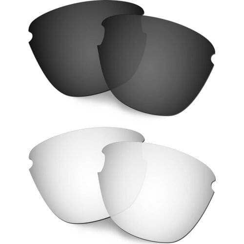 HKUCO Polarized Replacement Lenses For Frogskins Lite Sunglasses Black/Silver 2 Pairs