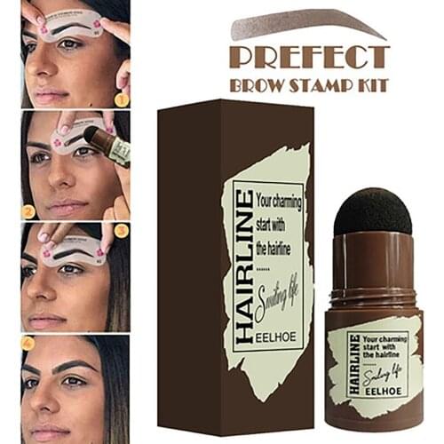 Durable Women Eyebrow Stamp Shaping Kit Professional Eye Brow Gel Stamp Makeup Kit With 10 Reusable Eyebrow Stencils