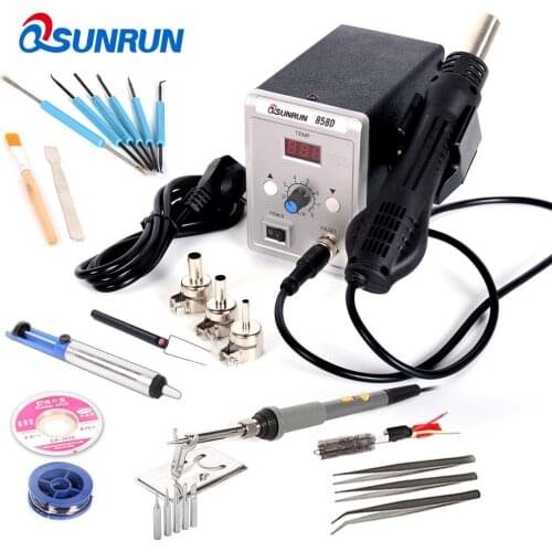 Qsunrun 858D Set, 700W 858D+ Hot Air BGA Soldering Station And 60W Electric Soldering Iron,Solder wire,Welding Tool,Repair Parts