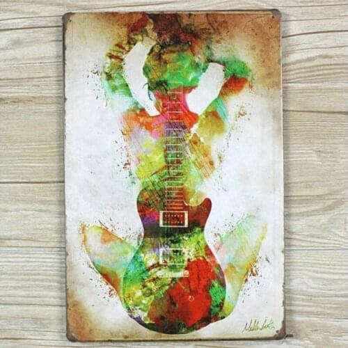 Retro Guitar Poster Metal Signs Vintage Home Tin Bar Wall Decor Girl Sign 20x30CM