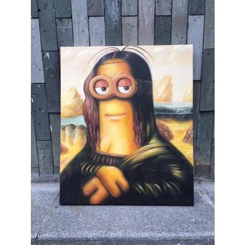 Hand Painted Graffiti Popular Art Alec Monopoly Oil Painting Wall art Funny Mona Lisa Pictures Painted For Bedroom Home Decor