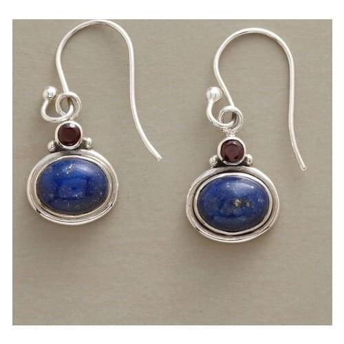 Silver Mi ni Jewelry Water Drop Earrings for Women Natural Lapis Lazuli Earrings