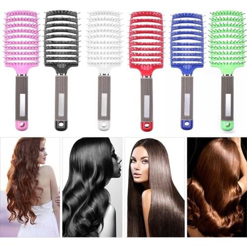 Wet Curly Detangle Hair Brush Bristle Nylon Massage Scalp Hair Comb Styling Tool Anti-static Hairdressing Combs