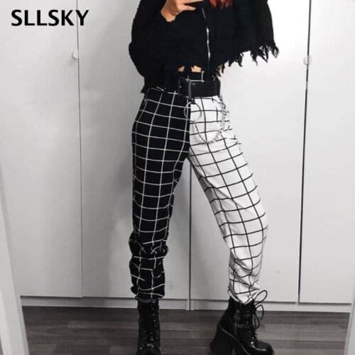 SLLSKY Women's Plaid Trousers