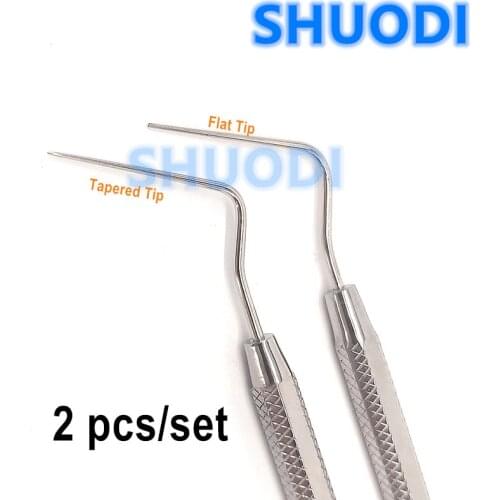 2 pcs Dental Endodontic Probe Explorer Flat/Tapered Plugger Stainless Steel Instrument Tool Oral Care Teeth Whitening