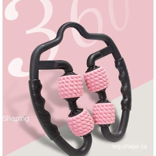 U Shape Trigger Point Massage Roller for Arm Leg Neck Muscle Tissue for Fitness Gym Yoga Pilates Sports 4 Wheel