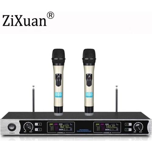 Top Quality EW240 2 Channel Wireless Microphones System UHF Karaoke System Cordless 2 handheld Mic bodypack Home Party