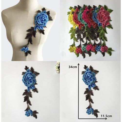 High quality Embroidery Lace fabric 3D flower applications Lace collar DIY sewing top Laces Craft materials dress accessories