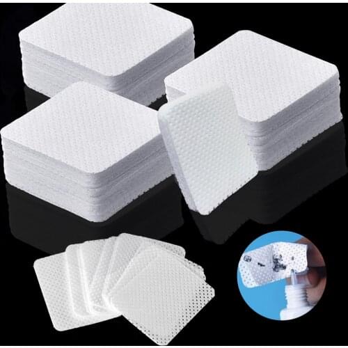 100pcs Lint-Free Eyelash Glue Remover Wipe Nail Polish Remover Cotton Wipes Glue Cleaner Pads the Glue Bottle Prevent Clogging