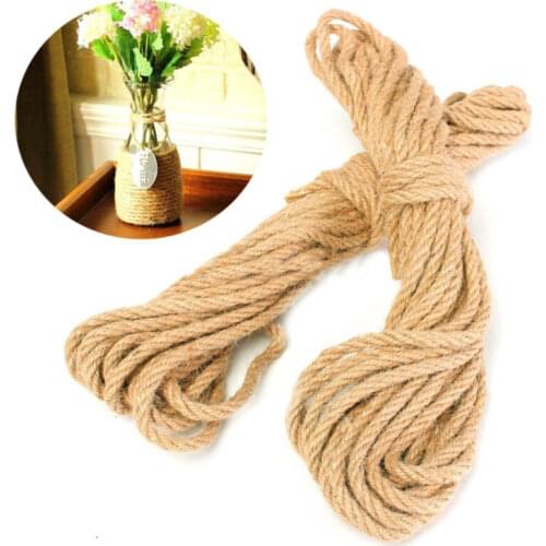 20M Twisted Burlap Jute Twine Rope Thick Natural Hemp Cord Sisal Rope 6mm