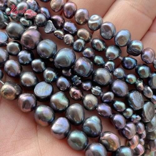 3-4,5-7,8-9mm Freshwater Pearl Black Freeform Loose Natural Stone Beads For Jewelry Making DIY Necklace Bracelet Strand 14.5"