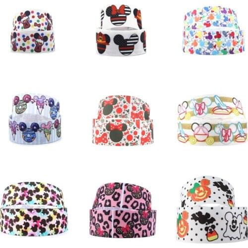 50 Yards 9mm Cartoon Theme Grosgrain Ribbon Mouse Printed Gift Wrapping DIY Sewing Art Bow-knot Crafts Home Packing